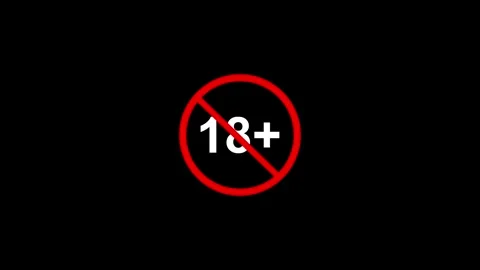 Under 18 sign warning symbol. Over 18 only censored. Eighteen age older sig.. Stock Footage 331837077