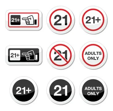 Under 21, adults only warning sign Stock Illustration