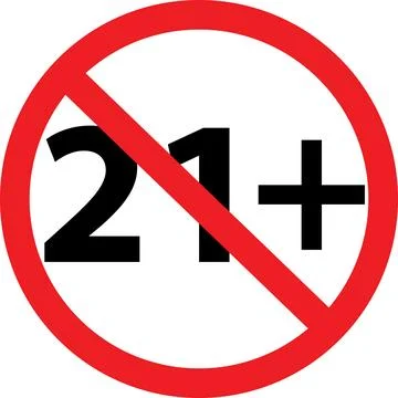 Under 21 forbidden round icon. 21+ symbol. 21 age restriction sign. flat styl Stock Illustration
