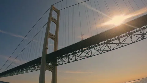 Under and Over Mackinac Bridge Stock-Footage 222391951