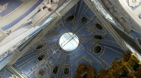 Under the arches of the dome monograms of the empresses Elizabeth, Catherine II Stock Footage 65509494