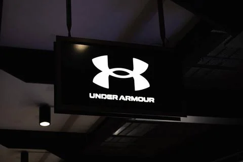  Under Armour Storefront Logo. Elegant Branding Display. London, UK, 4 Jul... Stock Photos