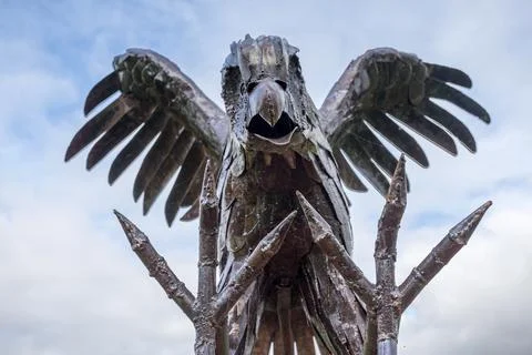 Under a Bald Eagle sculpture Stock Photos