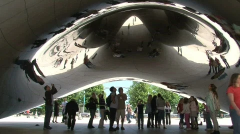 Under The "Bean" at Millennium Park, Chicago Stock Footage 435915