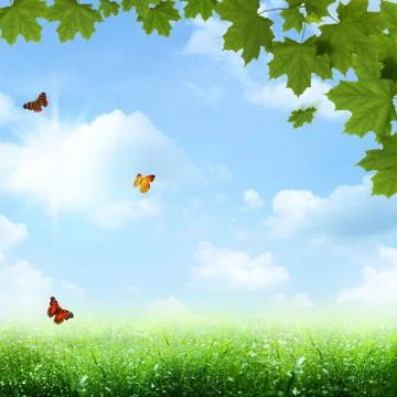 Under the blue skies. abstract spring and summer backgrounds Ilustración de archivo