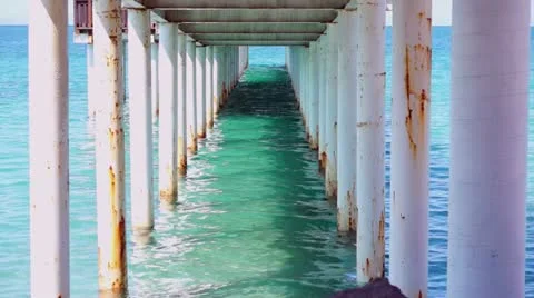 Under the Boardwalk Down by the Sea Stock Footage 12423767