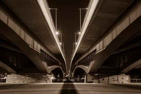 Under the Bridge, Bottom of a Bridge, Bridge Arches Stock Photos