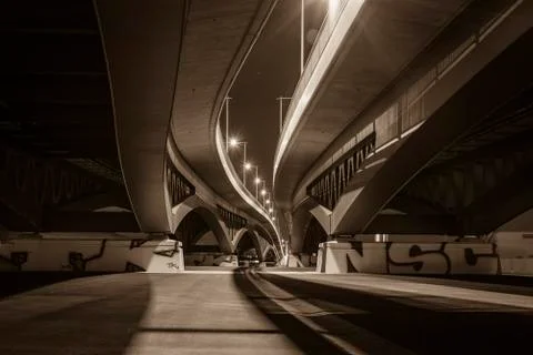 Under the Bridge, Bottom of a Bridge, Bridge Arches Stock Photos