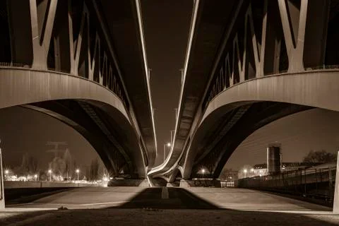 Under the Bridge, Bottom of a Bridge, Bridge Arches Stock Photos