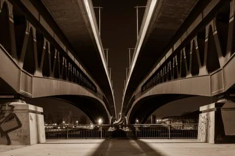 Under the Bridge, Bottom of a Bridge, Bridge Arches Stock Photos