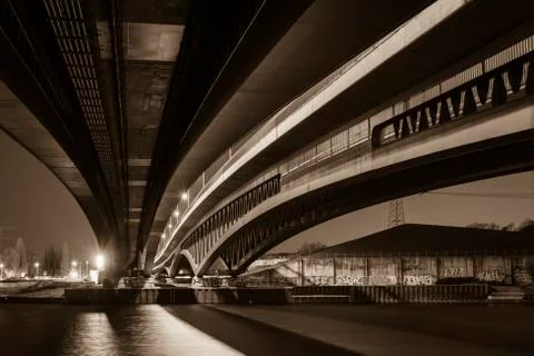 Under the Bridge, Bottom of a Bridge, Bridge Arches Stock Photos