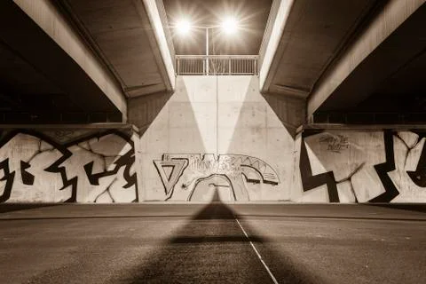 Under the Bridge, Bottom of a Bridge, Triangular Shadows Stock Photos