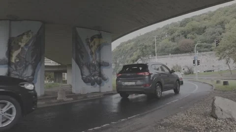 Under the bridge with car Stock Footage 166090595