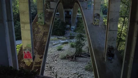 "Under The Bridge" Concrete Brutalism Stock Footage 202189928