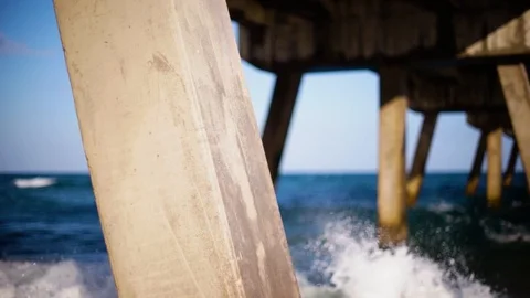 Under bridge florida beach Stock Footage