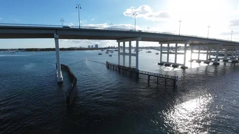 Under Bridge To Ocean 4K Drone Shot Amazing Cinematic B Roll Stock Footage 294081128
