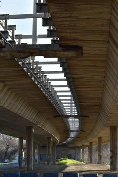 Under the bridge view with a gap between lines Photos