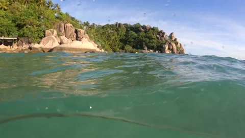 Under the clear water at the island Stock Footage 201992219
