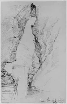Under the Cliffs, 1871 (from Sketchbook) ca. 1870 Daniel Huntington America.. Stock Photos