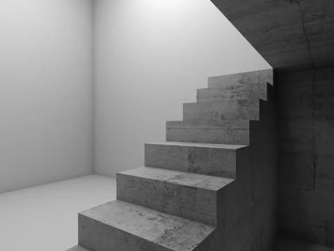 Under concrete stairway 3d render Stock Illustration