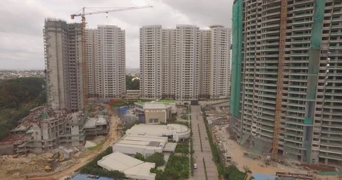 Under Constructing Sky scraper - bird eye aeriel view Shot on DJI Drone 動画素材 90758090