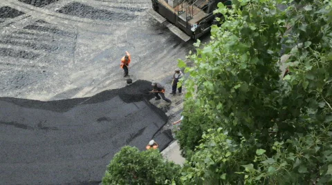 Under construction, asphalting Stock Footage 824445