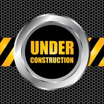 Under construction background with chrome metal grid design, vector illustrat Stock Illustration