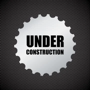 Under construction background with chrome metal grid design, vector illustrat Stock Illustration