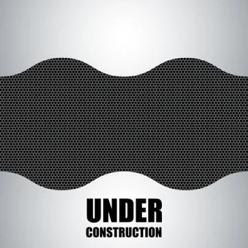 Under construction background with chrome metal grid design, vector illustrat Stock Illustration