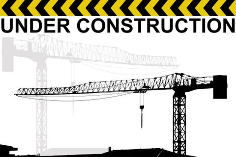 Under construction background with crane silhouette Stock Illustration