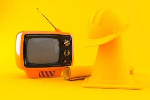 Under construction background with tv Stock Illustration