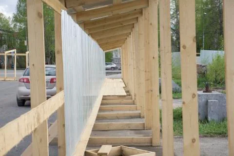 Under Construction Behind Security Fence Barrier Stock Photos