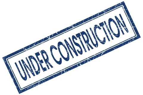 Under construction blue square grungy stamp isolated on white background Stock Illustration