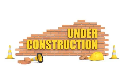 Under construction brick wall 3D Stock Illustration