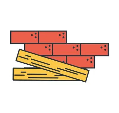 Under construction bricks and wood design Stock Illustration