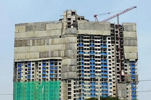 Under Construction Building With A Blue Sky Background Stock Photos