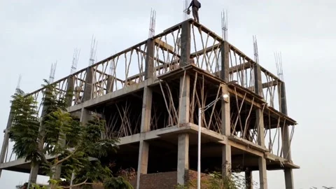 Under construction of a building - House construction concept HD(4k)video 库存影片 221341599