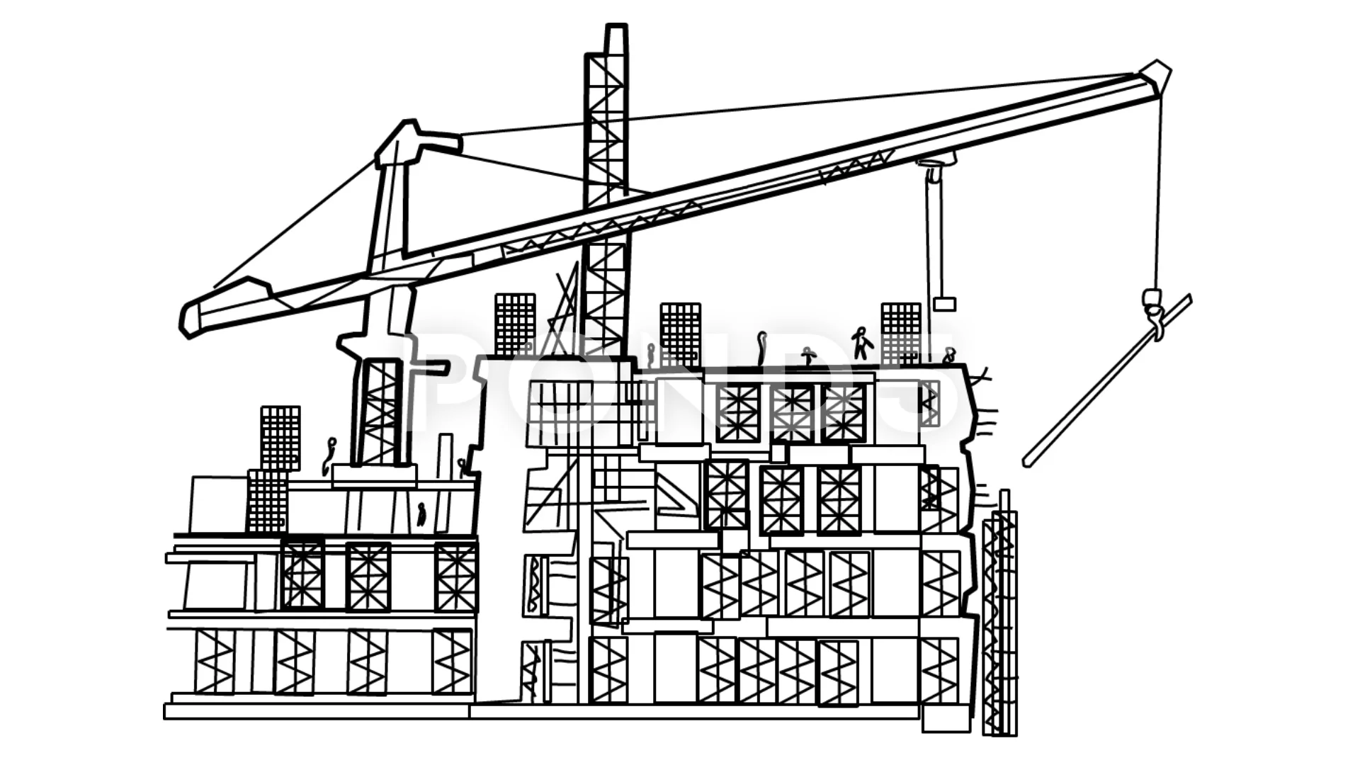 Highrise Building Construction Works Hand Drawn Ink Pen Illustration  Unfinished Structure And Building Cranes At Building Site Sketch Painting  With Illegible Handwritten Inscriptions Stock Photo Picture And Royalty  Free Image Image 139726536