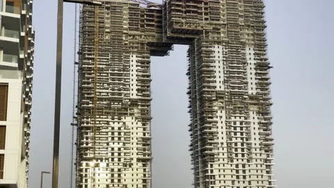 Under Construction building work in Dubai  Stock Footage 233857039