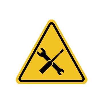 Under construction in a building, a wrench and a screwdriver crossed Stock Illustration
