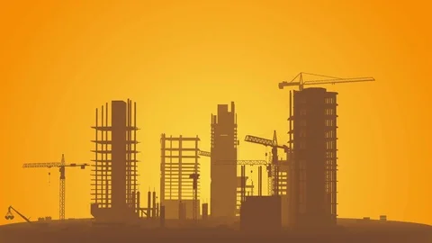 Under construction buildings scene Video stock 76348384