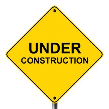 Under construction caution hazard yellow road sign Stock Illustration