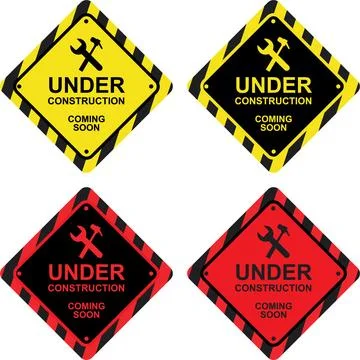 Under Construction Coming Soon Warning Signs Stock Illustration