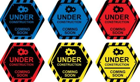 Under Construction Coming Soon Warning Signs with Gear Icons Stock Illustration