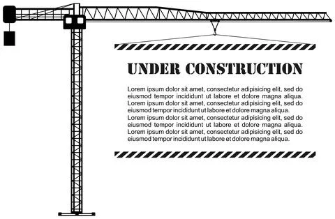 Under construction concept. Silhouette of building industrial tower crane Stock Illustration