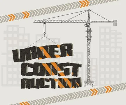 Under construction, crane and building Stock Illustration