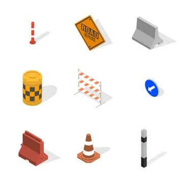 Under construction design elements in 3D, vector illustration. Stock Illustration