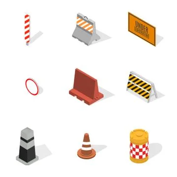 Under construction design elements in 3D, vector illustration. Stock Illustration