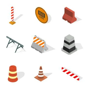 Under construction design elements in 3D, vector illustration. Stock Illustration
