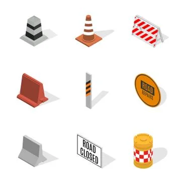 Under construction design elements in 3D, vector illustration. Stock Illustration